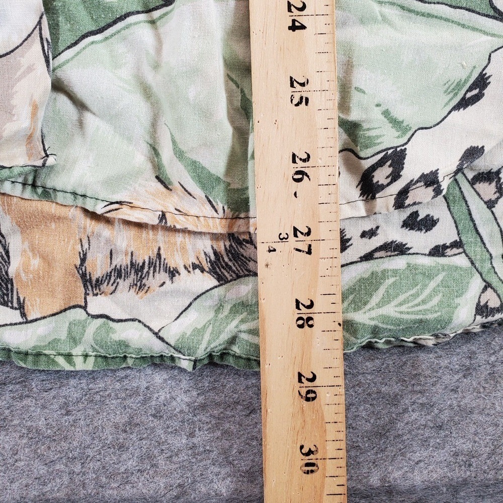Vintage Kiks Shirt Womens Medium Tan Green Zoologist Zebra Lion Button Up Hawaii - Picture 3 of 8